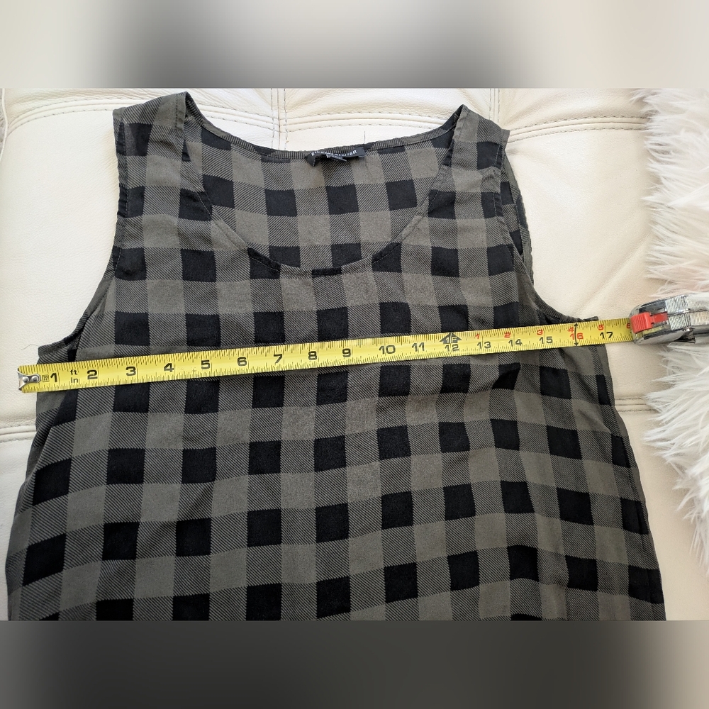 Eileen Fisher Tunic/Dress PS Silk High-Low Plaid Olive Black - Picture 6 of 8